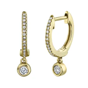 0.14 Ct. Bezel Charm Diamond Huggie Earrings