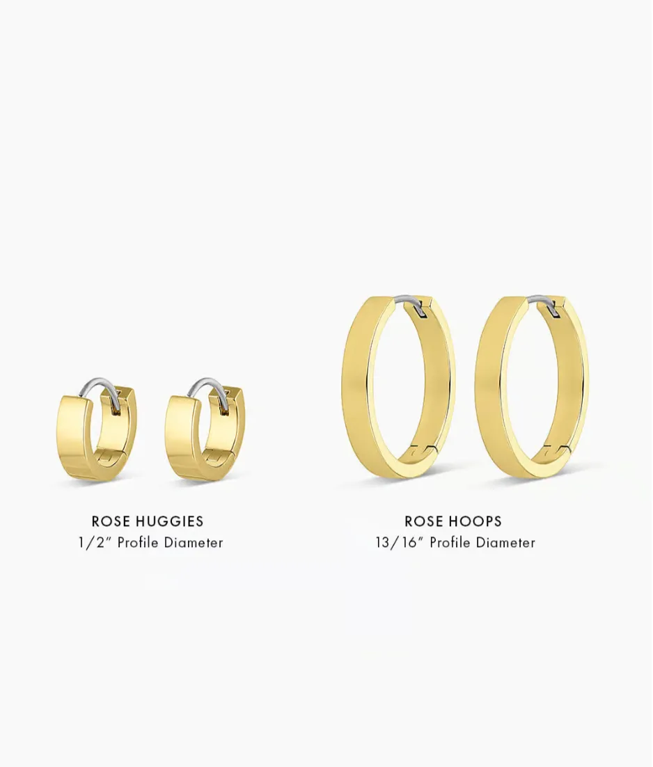 1/2" (half inch) gorjana Rose Huggie Earrings in Gold or Silver