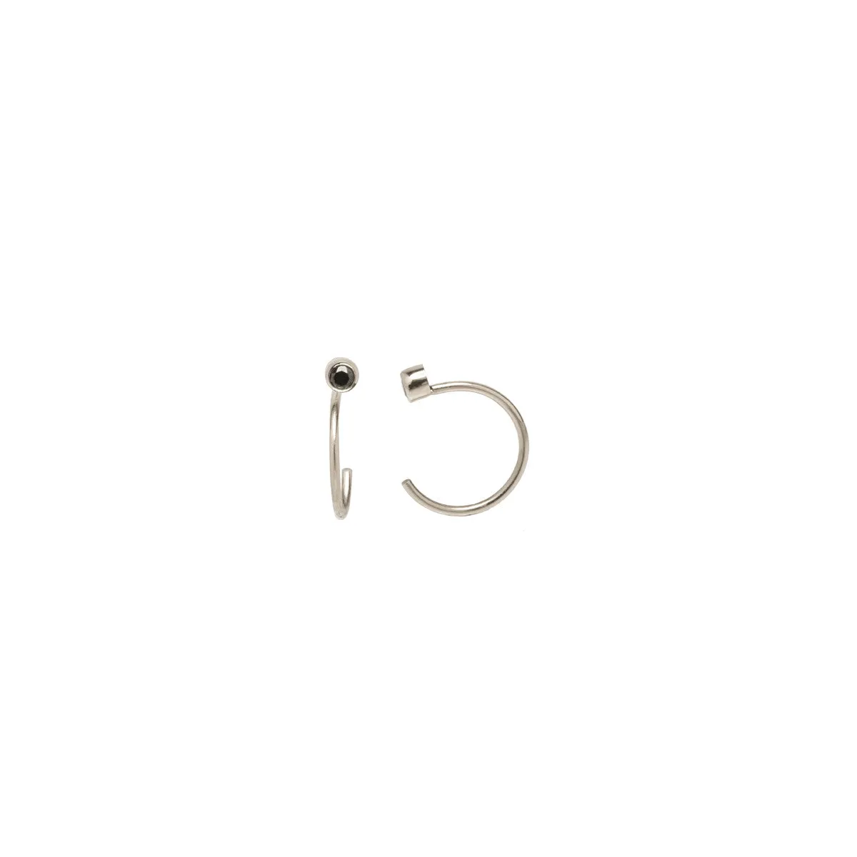 14k Black Diamond Reverse Huggie Hoop Earrings