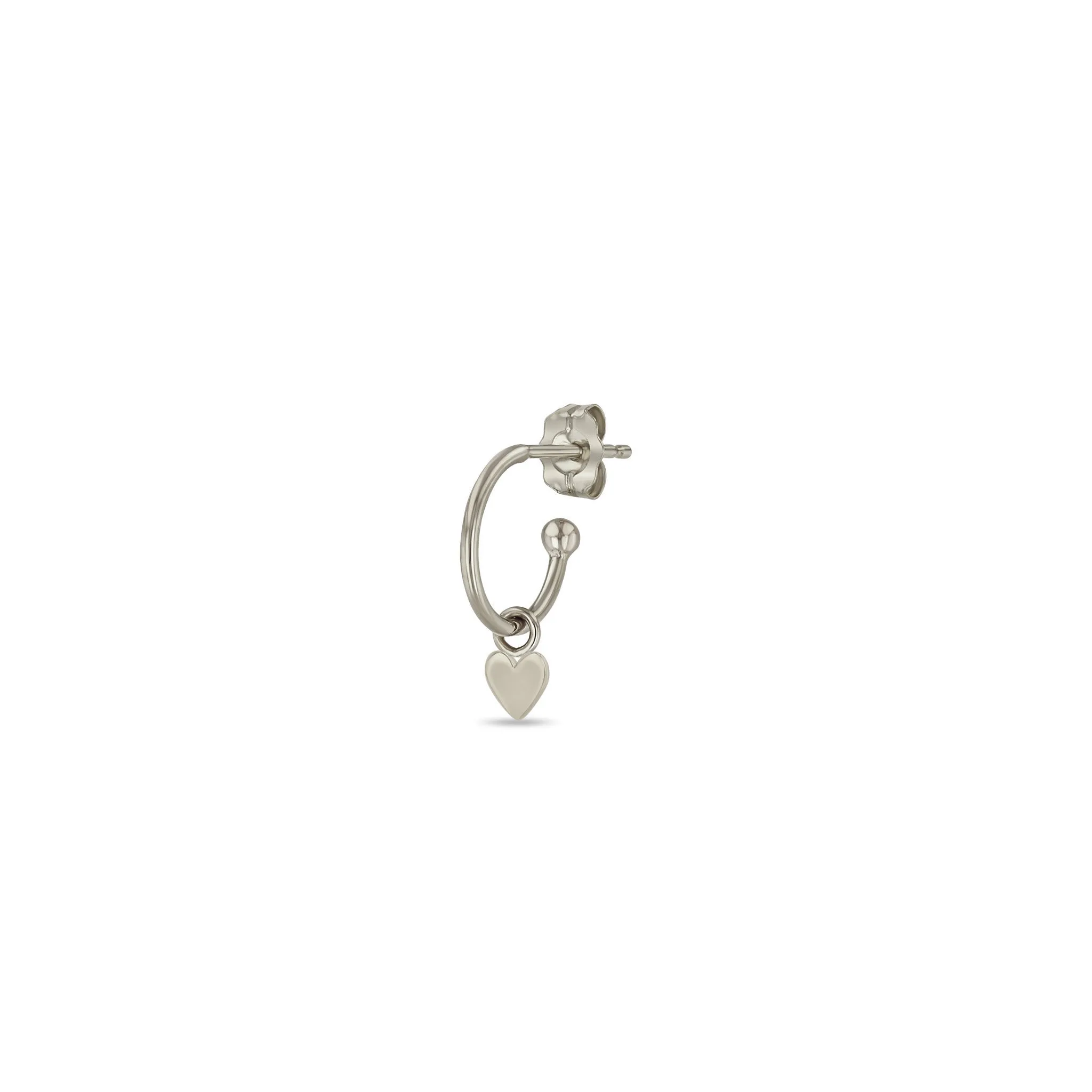 14k Dangle Itty Bitty Heart Charm Huggie Hoop
