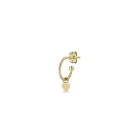 14k Dangle Itty Bitty Heart Charm Huggie Hoop