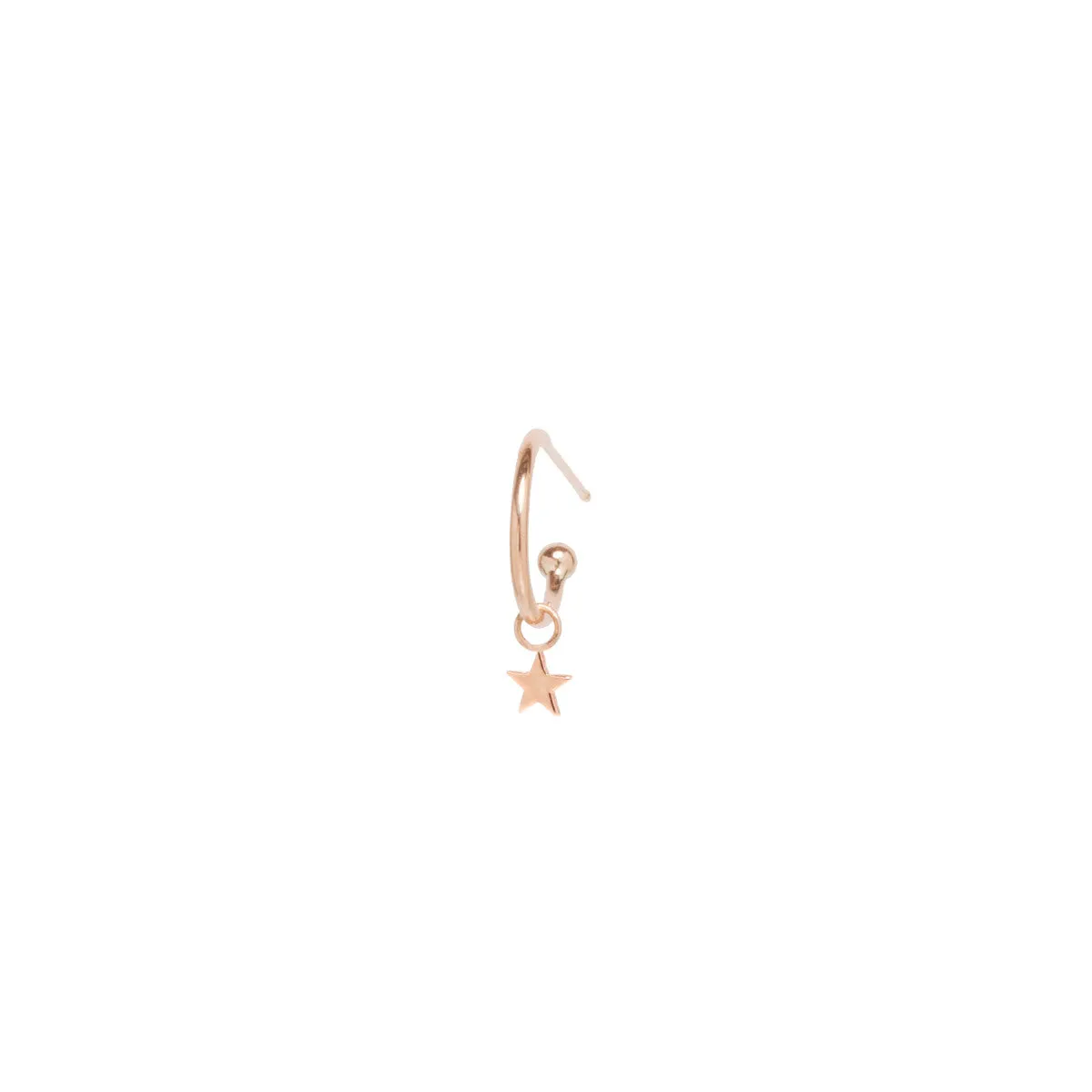 14k Dangle Itty Bitty Star Charm Huggie Hoop