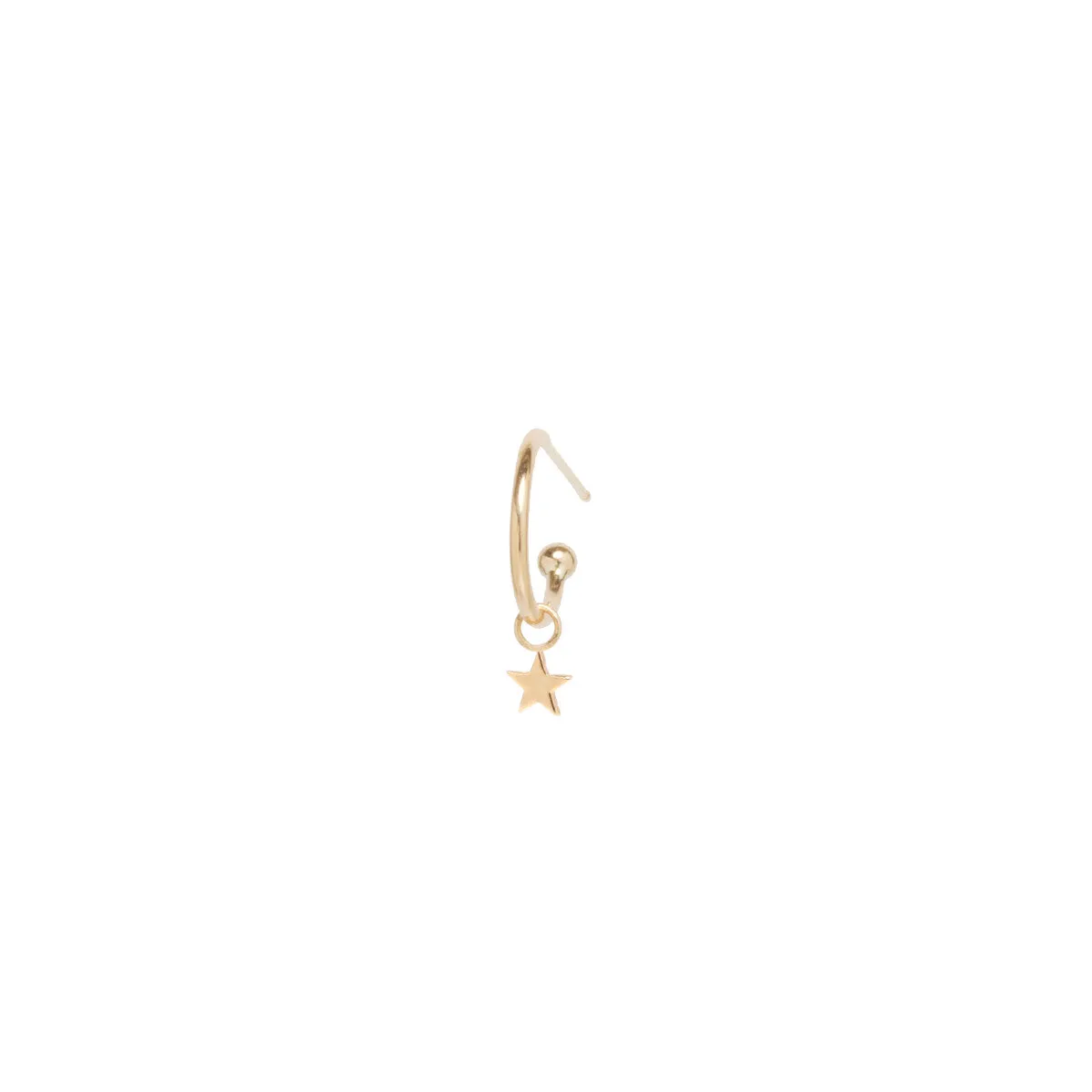14k Dangle Itty Bitty Star Charm Huggie Hoop