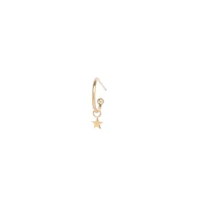 14k Dangle Itty Bitty Star Charm Huggie Hoop