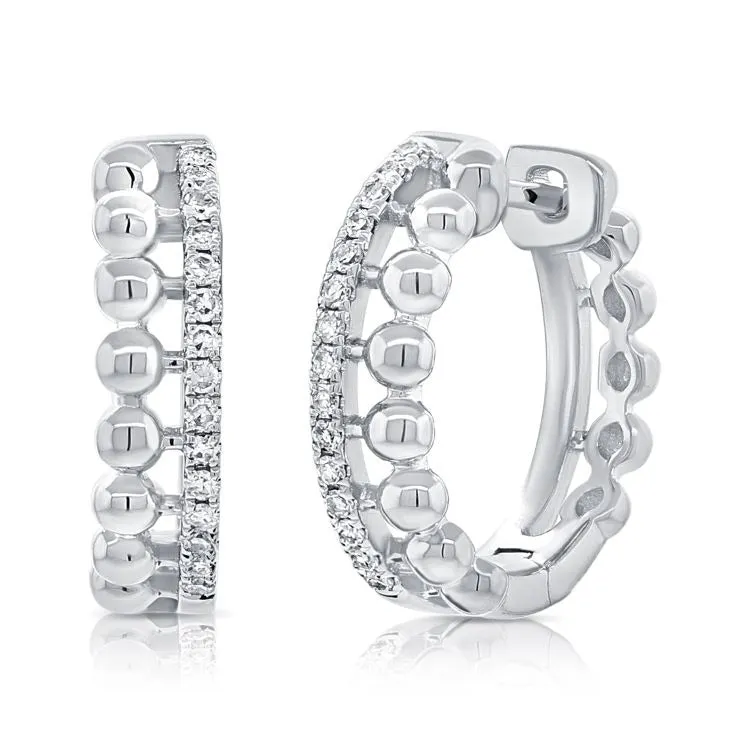 14k Gold 0.14Ct Diamond Huggie Earring with 30 Diamonds, available in White, Rose and Yellow Gold