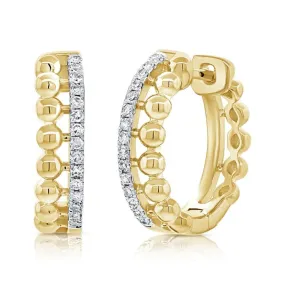 14k Gold 0.14Ct Diamond Huggie Earring with 30 Diamonds, available in White, Rose and Yellow Gold