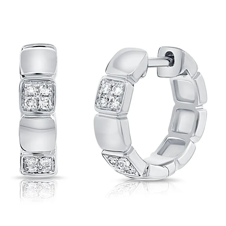 14k Gold 0.18Ct Diamond Huggie Earring with 16 Diamonds, available in White, Rose and Yellow Gold