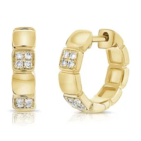 14k Gold 0.18Ct Diamond Huggie Earring with 16 Diamonds, available in White, Rose and Yellow Gold