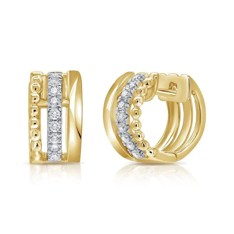 14k Gold 0.18Ct Diamond Huggie Earring with  18 Diamonds, available in White, Rose and Yellow Gold