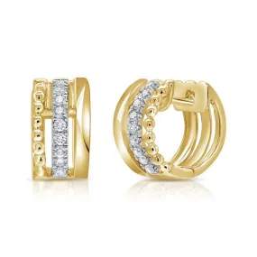 14k Gold 0.18Ct Diamond Huggie Earring with  18 Diamonds, available in White, Rose and Yellow Gold