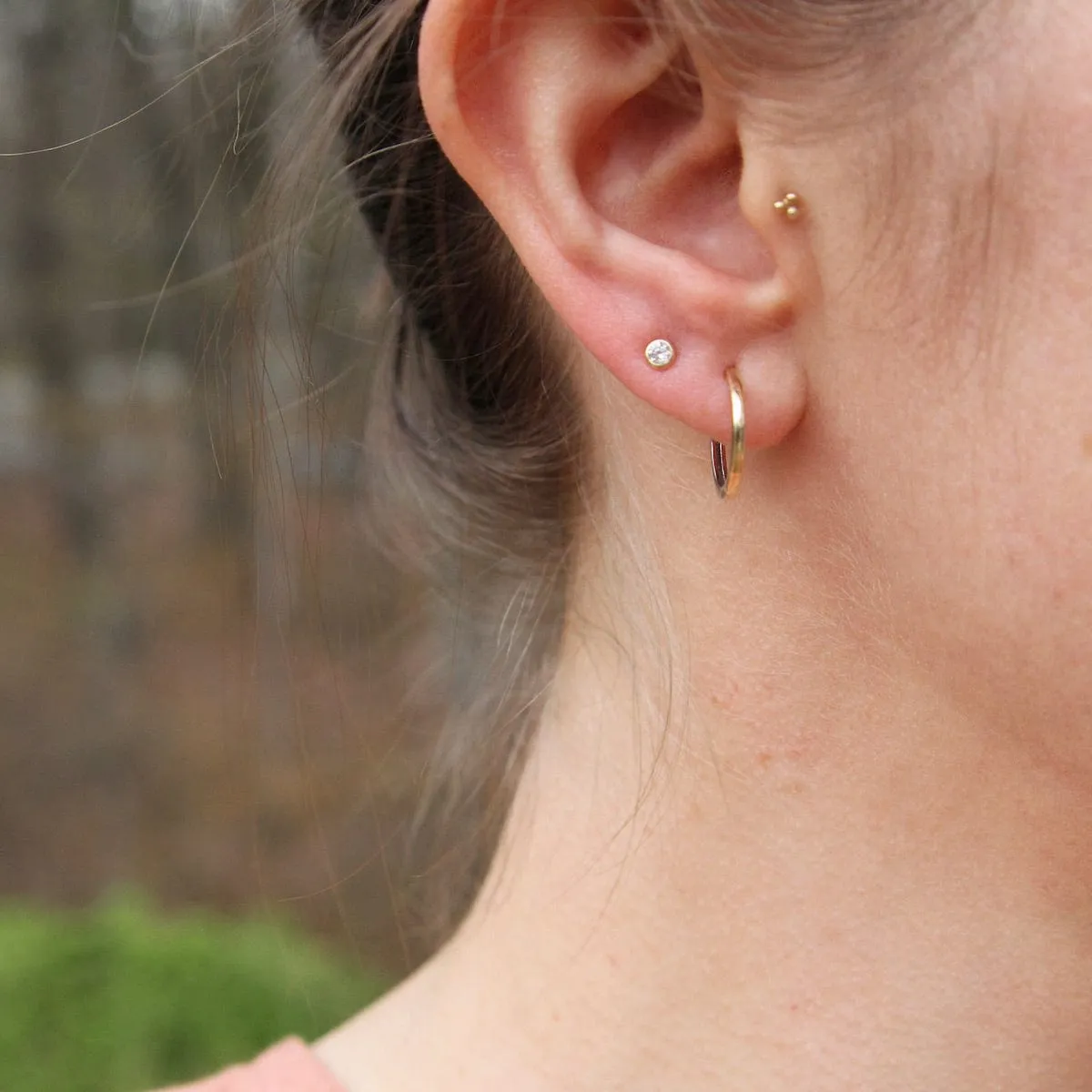 14k Yellow & White Gold Thin Two Tone Huggies