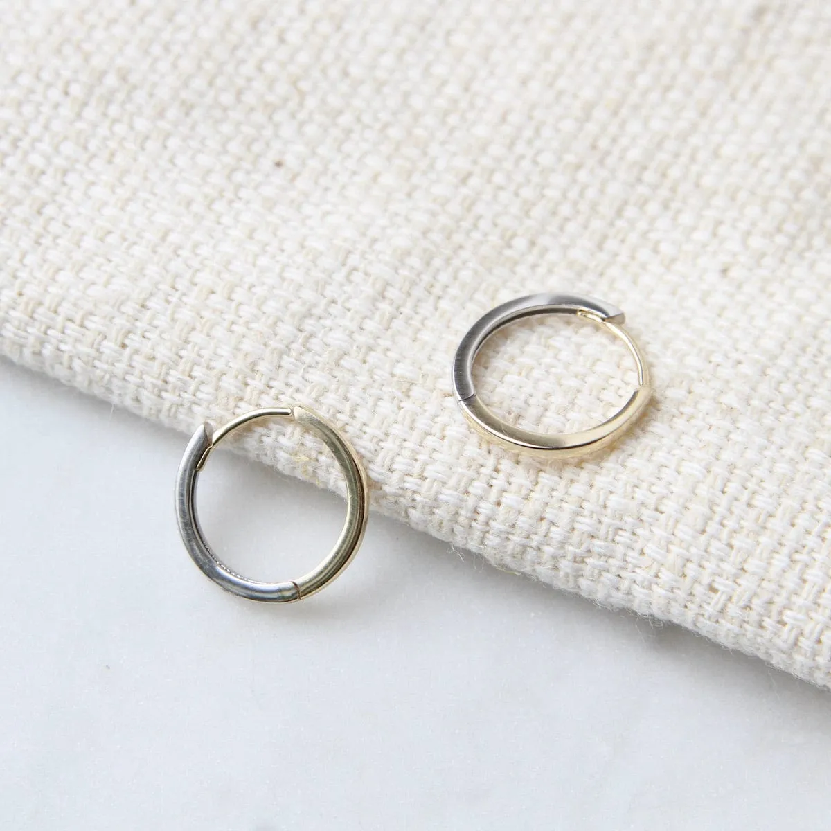 14k Yellow & White Gold Thin Two Tone Huggies