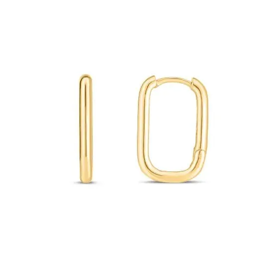 14K Yellow Gold 19MM * 13MM Large Paperclip Huggies Earrings