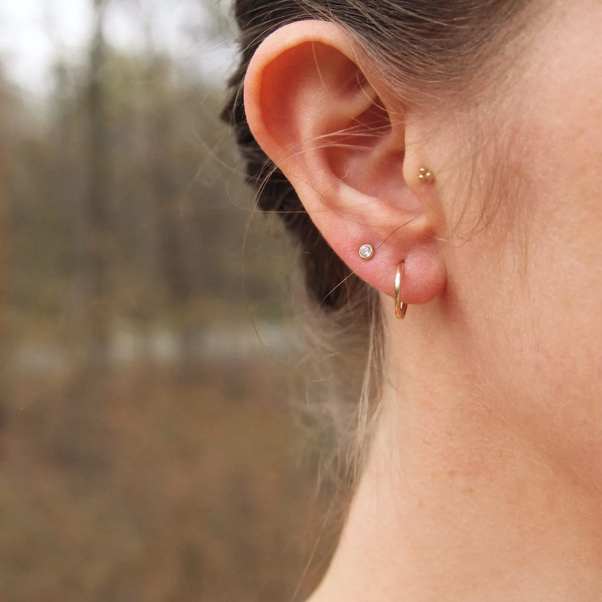 14k Yellow Gold Small Thin Huggies