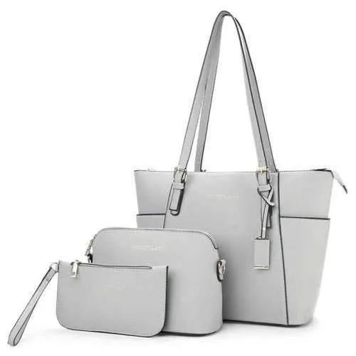 3 Pieces Letter Handbag Set - Gray