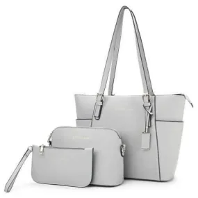 3 Pieces Letter Handbag Set - Gray