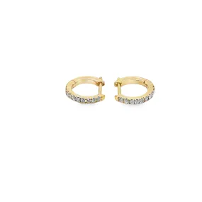 9ct Gold Diamond Glitter Huggie Hoop Earrings