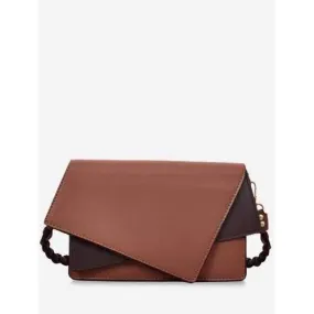 Asymmetric Braid Minimalist Crossbody Bag - Coffee Horizontal
