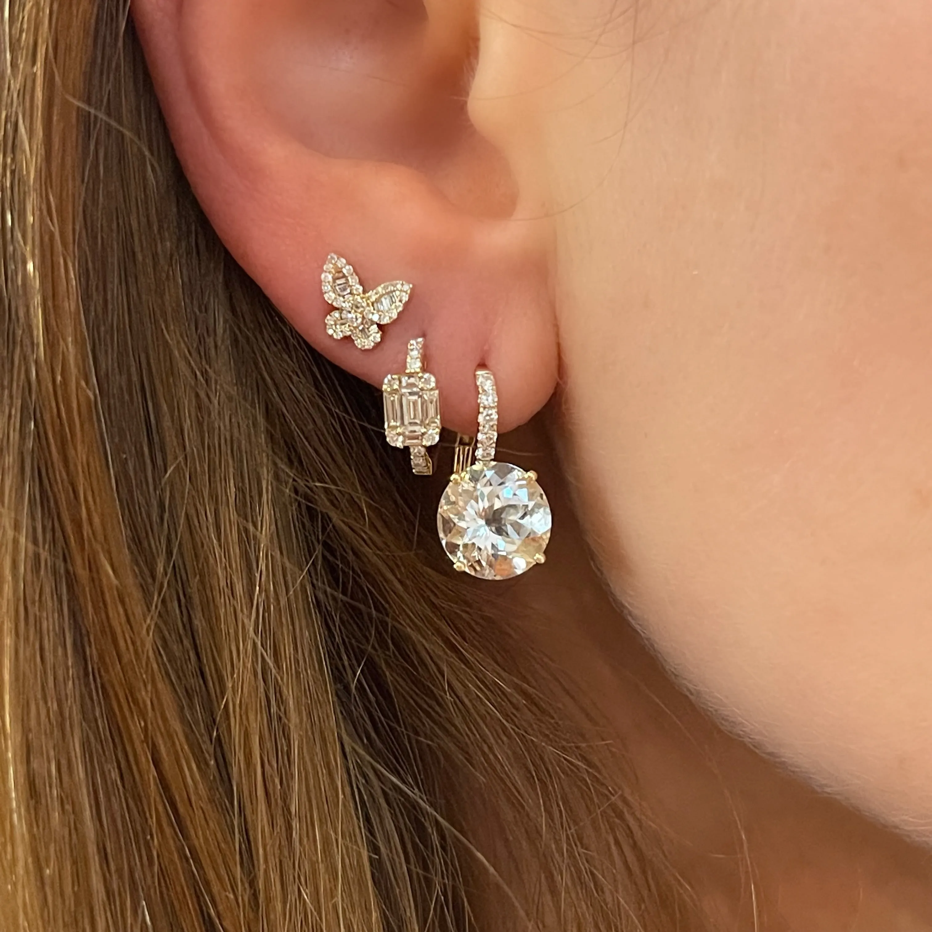 Baguette Babe Diamond Huggie Hoop Earrings