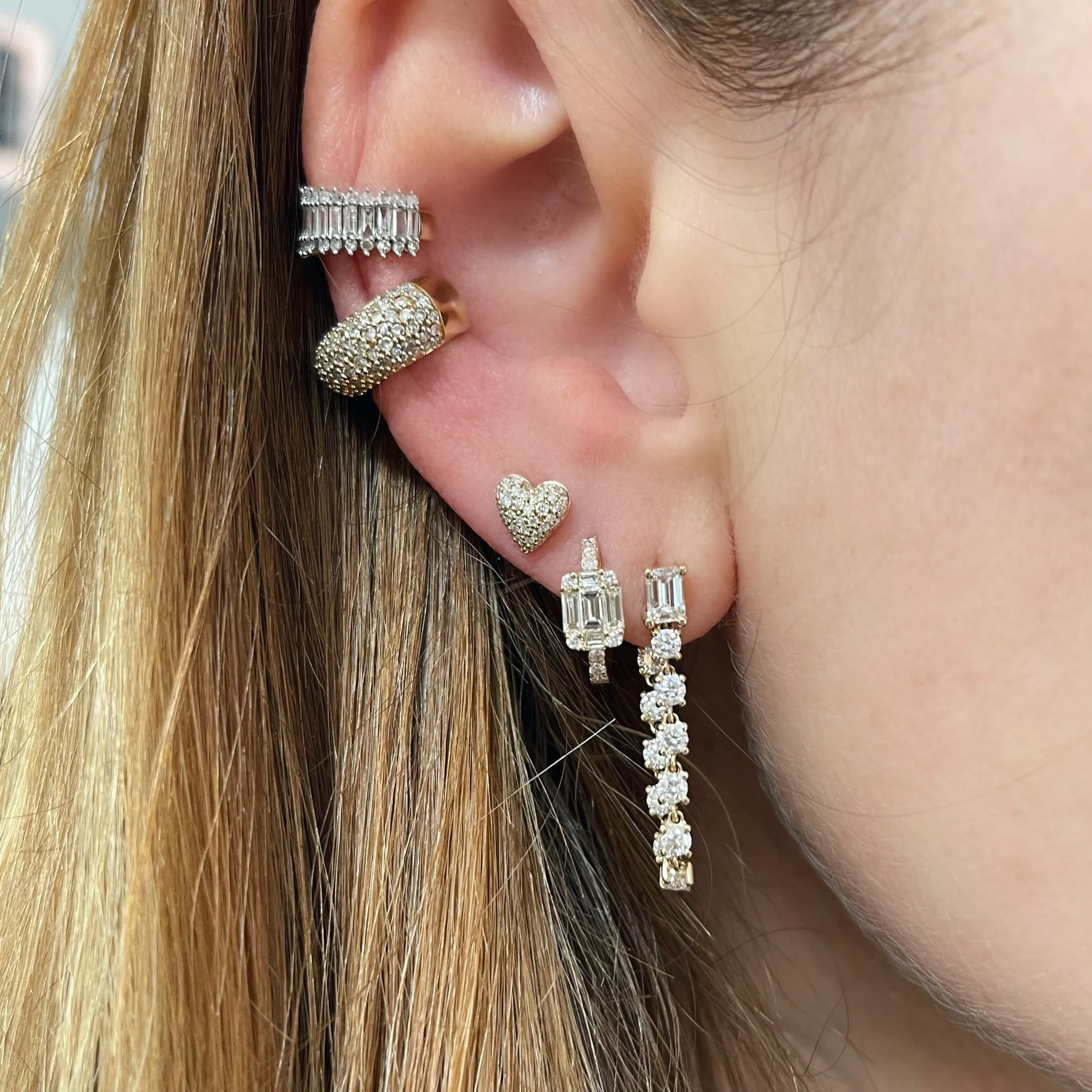 Baguette Babe Diamond Huggie Hoop Earrings
