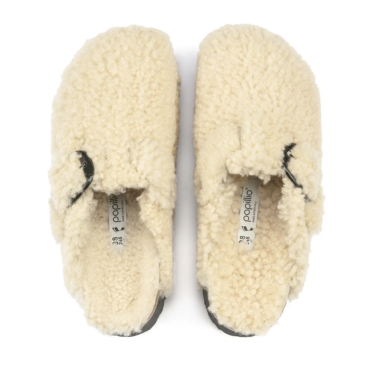 Birkenstock Boston Big Buckle PAP Teddy Eggshell   