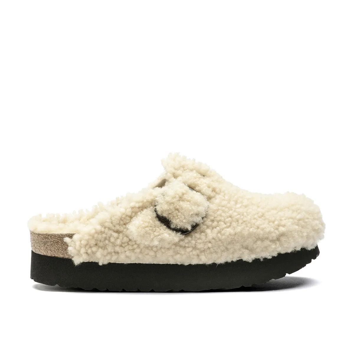 Birkenstock Boston Big Buckle PAP Teddy Eggshell   