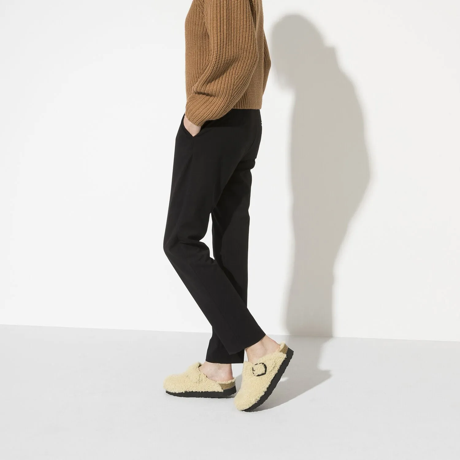 Birkenstock Boston Big Buckle PAP Teddy Eggshell   