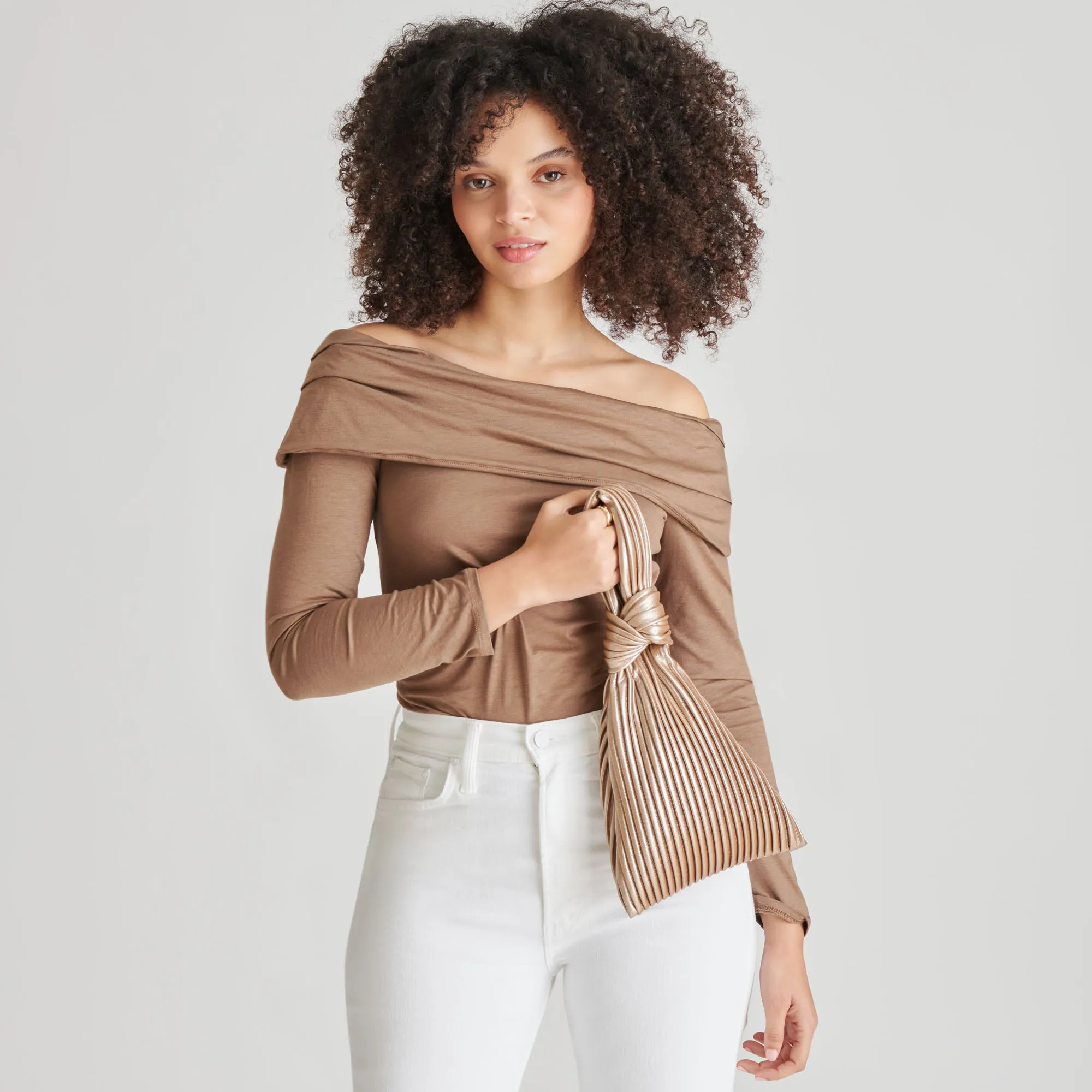 CAREY HANDBAG GOLD FAUX LEATHER