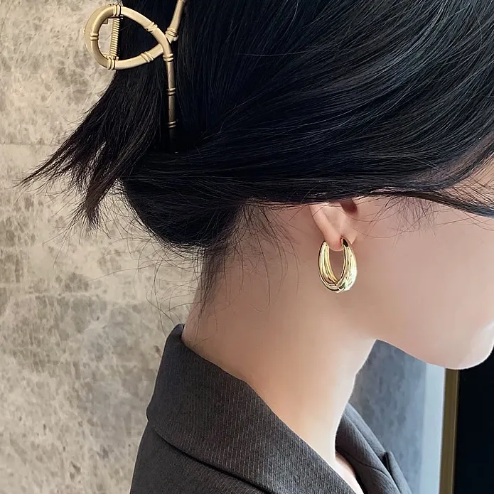 Chunky Teardrop Hoop Earrings