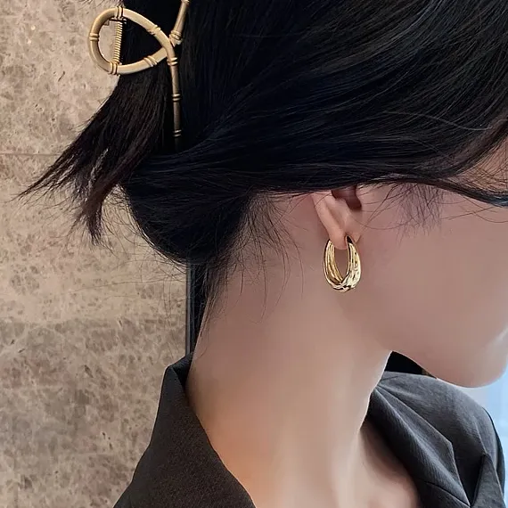 Chunky Teardrop Hoop Earrings