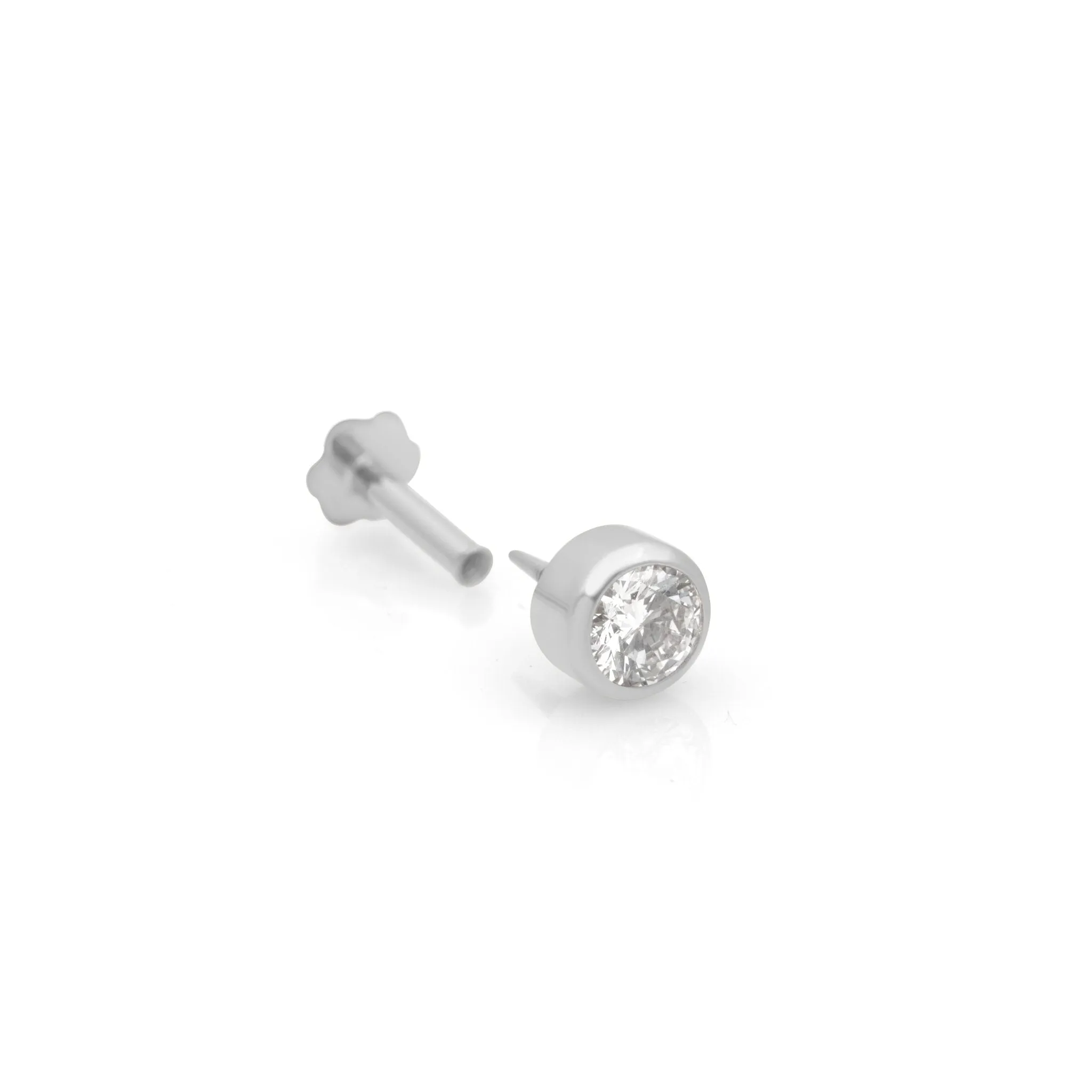 Diamond Bezel Set Flat Back Earring