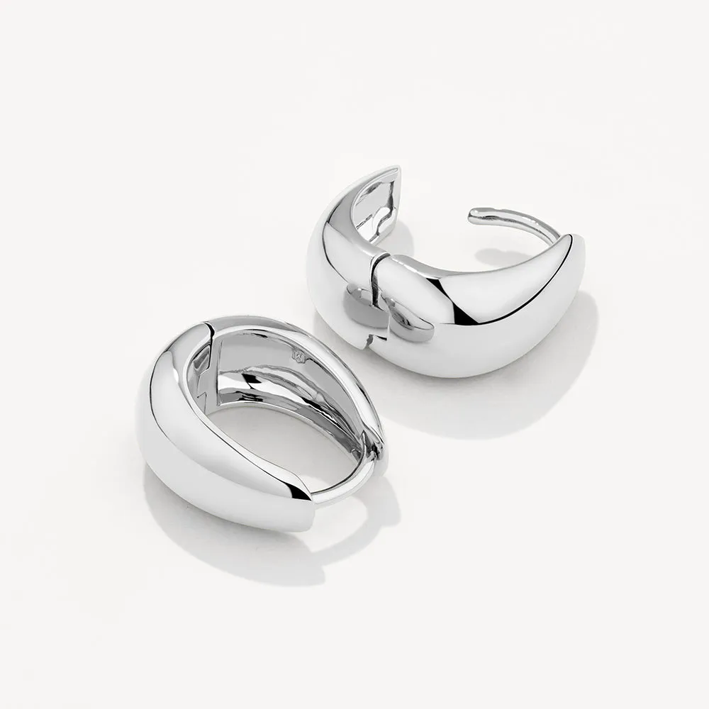 Dome Huggie Hoops in Silver