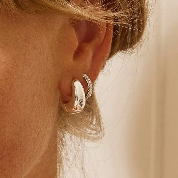 Dome Huggie Hoops in Silver