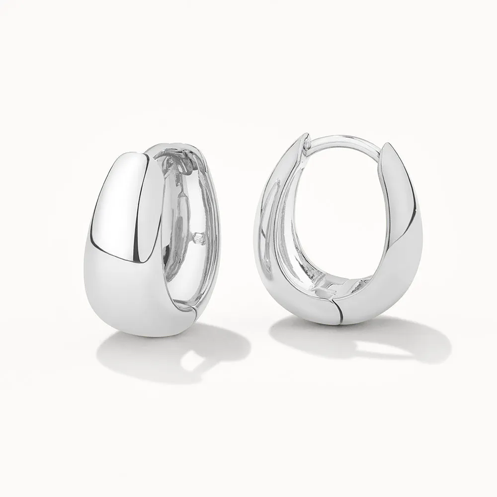 Dome Huggie Hoops in Silver