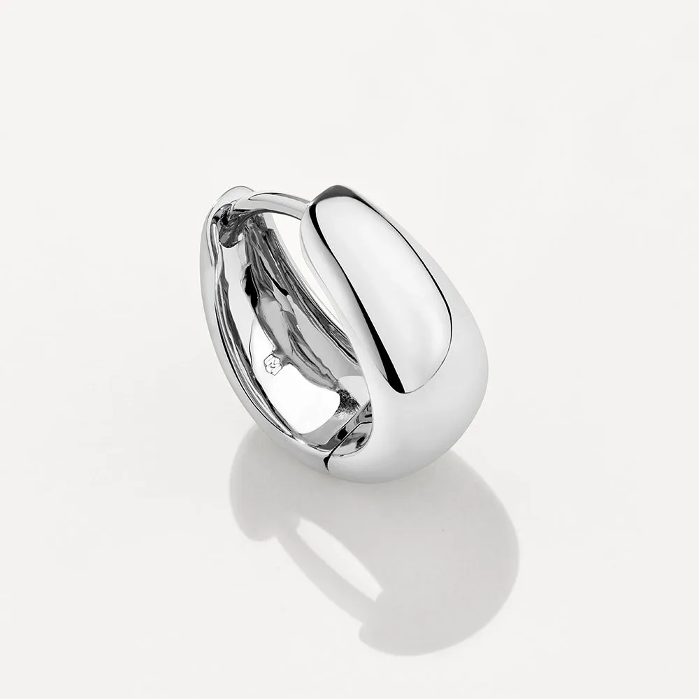 Dome Huggie Hoops in Silver