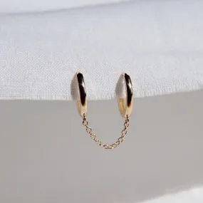 Double Chained Huggie Earring 12mm - Solid 14kt