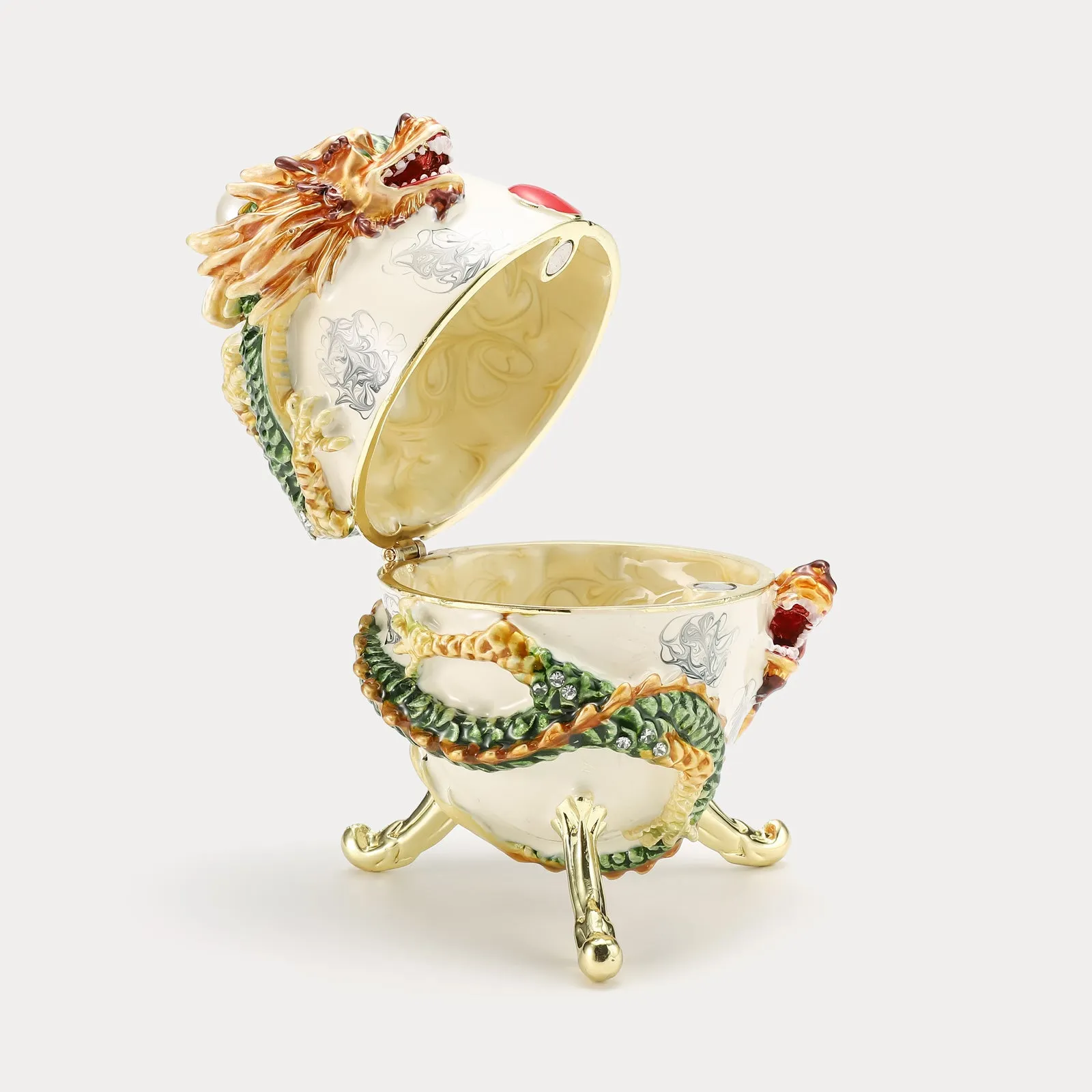 Dragon White Egg Jeweled Trinket Box