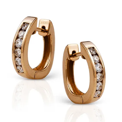Huggie Hoop Earrings in 18k Gold with Diamonds