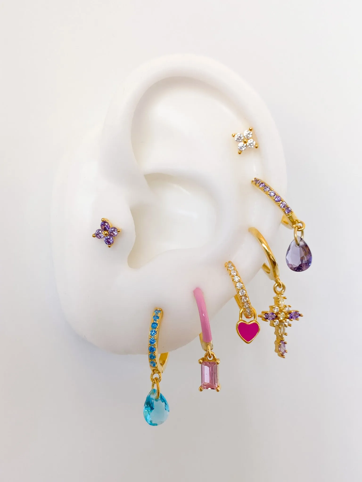 Lavender Teardrop 925 Huggie Earrings
