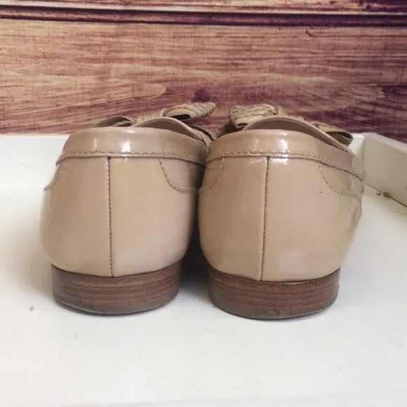 Miu Miu Tan Patent Leather Bow Loafers