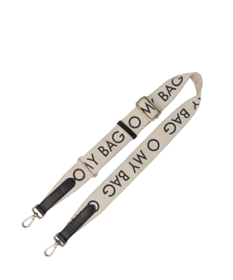 O My Bag - White/Black Canvas Logo Strap Long