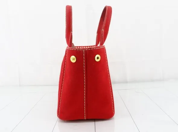 PRADA Canapa Check Handbag - Red