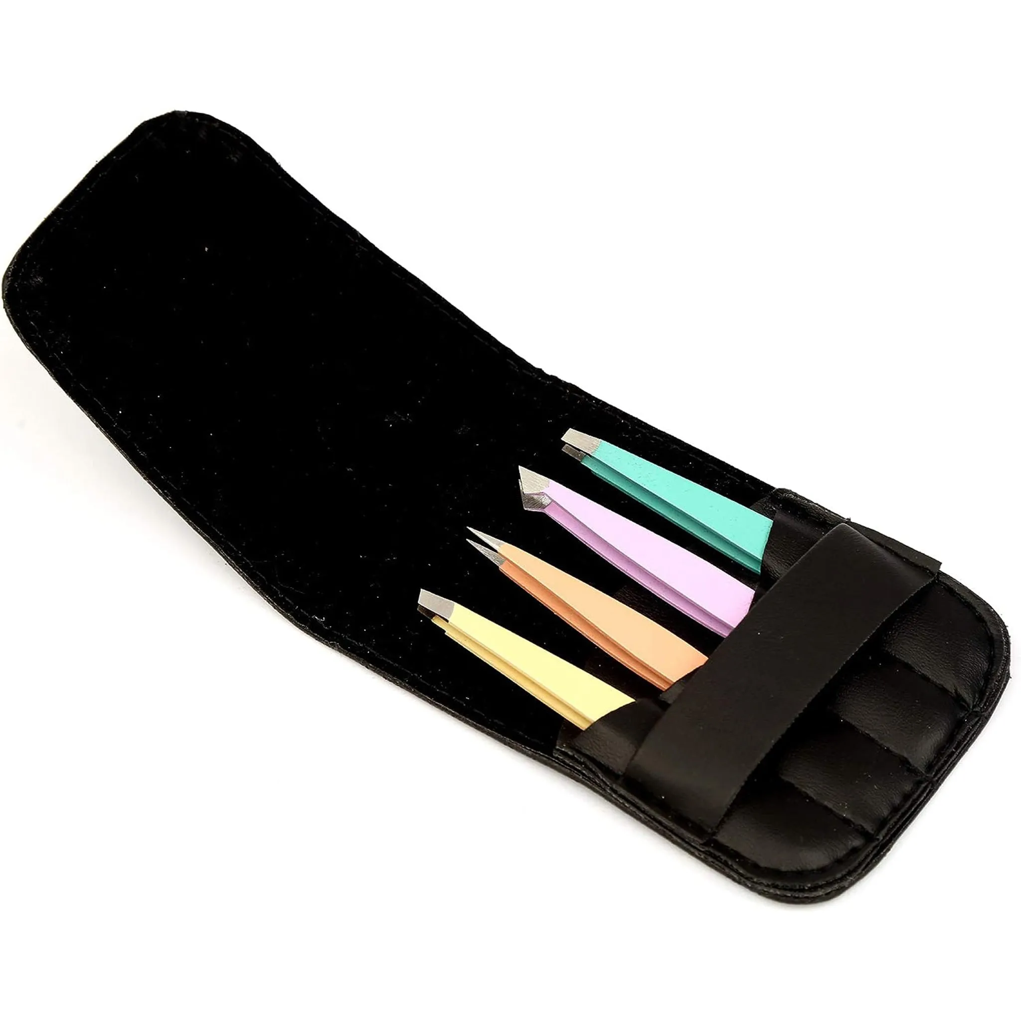 Professional Stainless Steel Tweezers Set by Ruvanti (4 Piece) - Multi