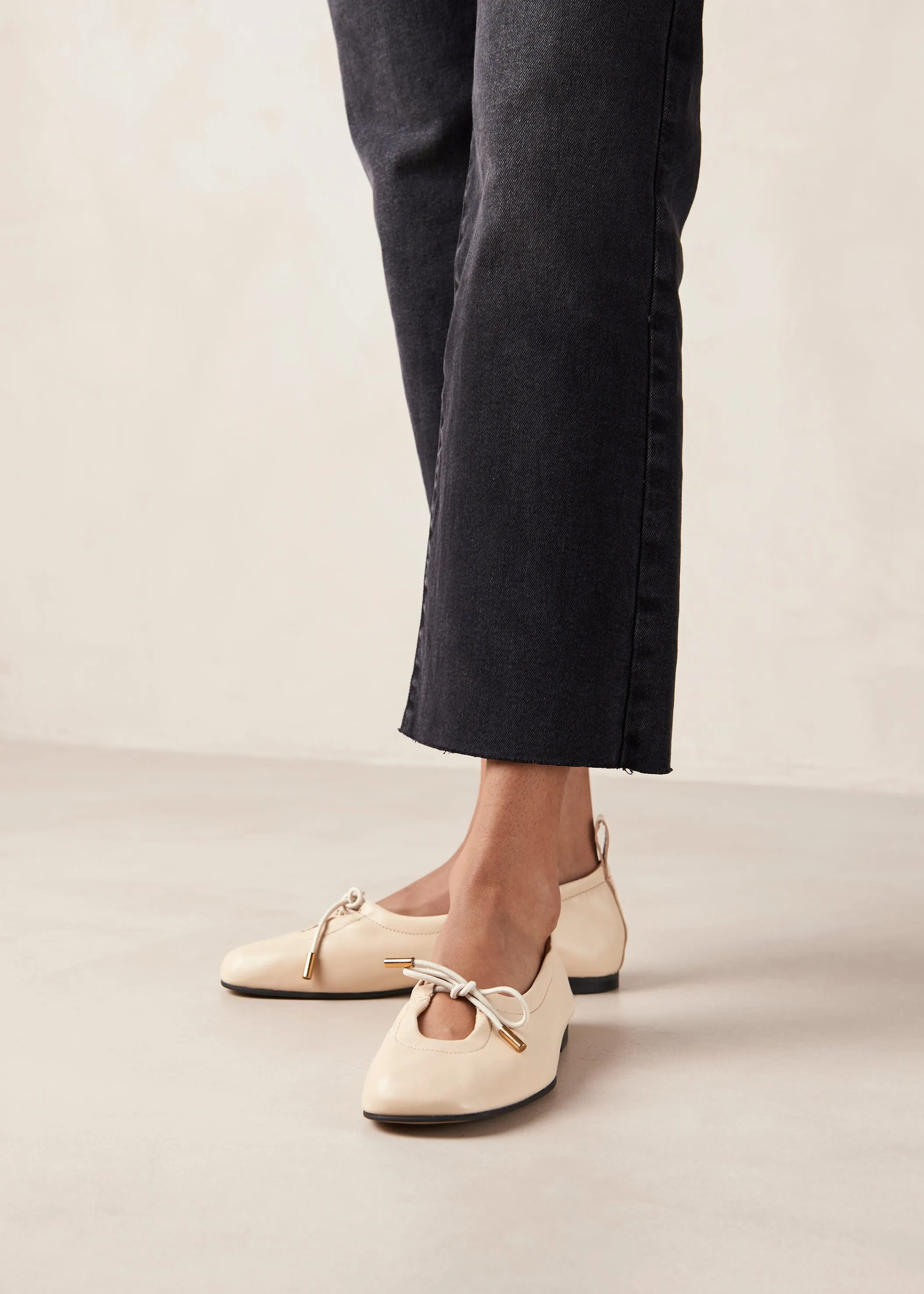 Rosalind Cream Leather Ballet Flats