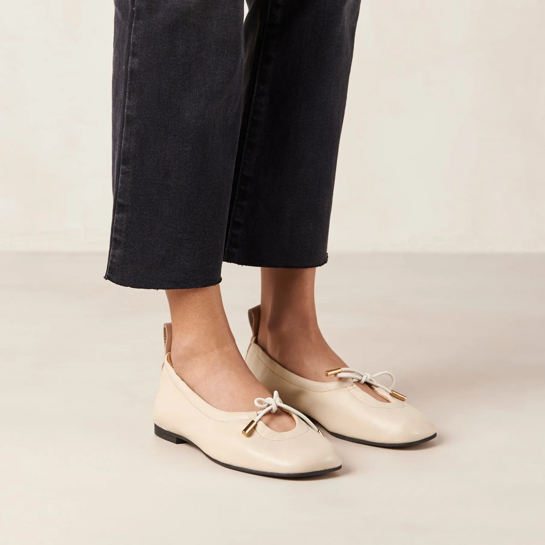Rosalind Cream Leather Ballet Flats