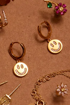 Smiley Face Hoop Earrings