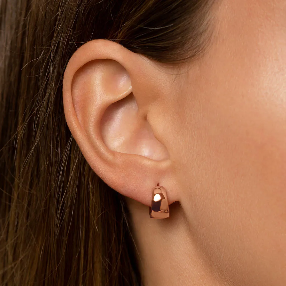 Thick Dome Huggies in Rose Gold