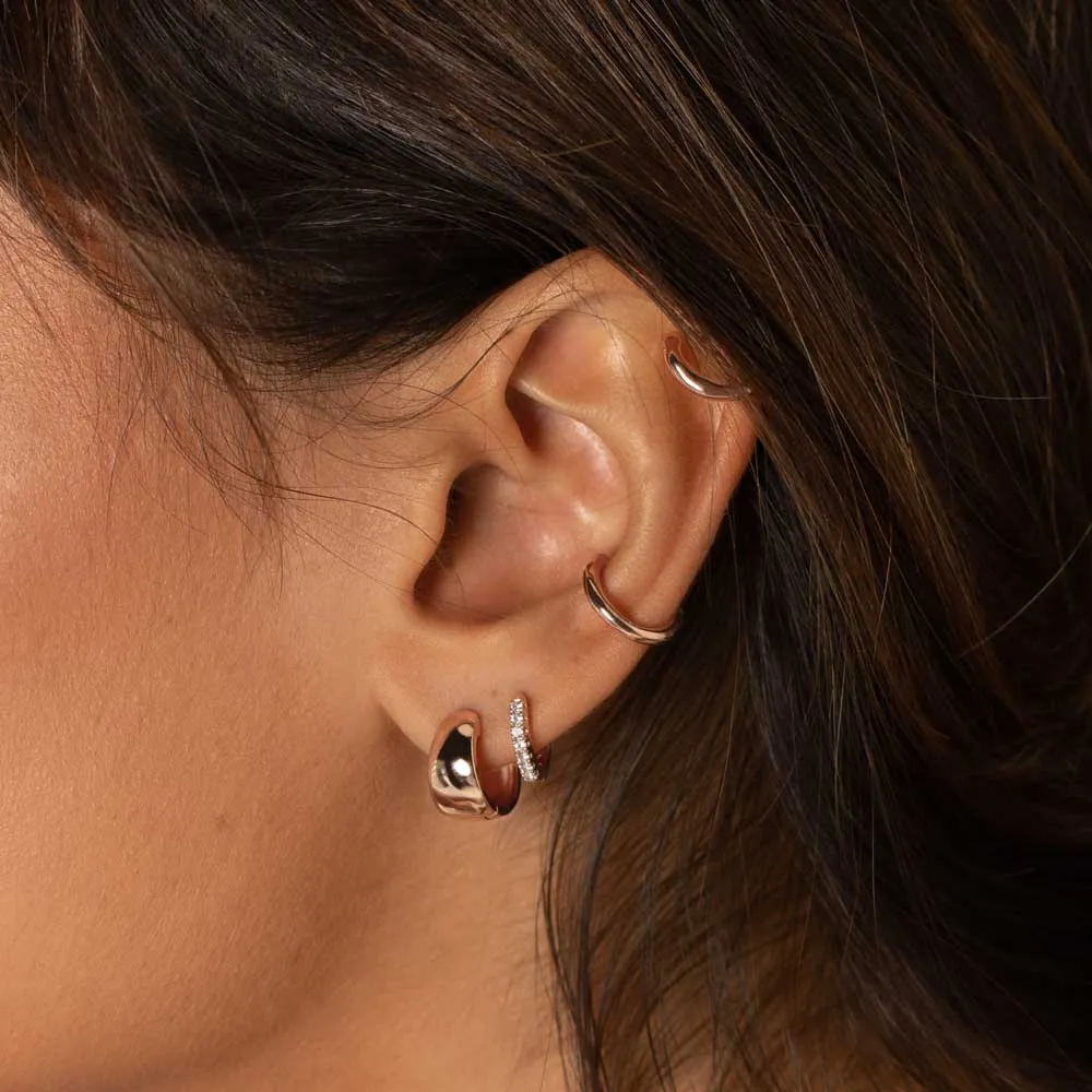 Thick Dome Huggies in Rose Gold