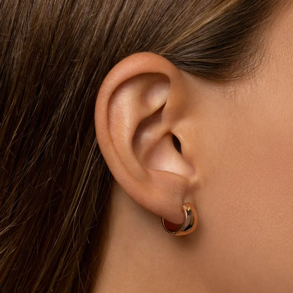 Thick Dome Huggies in Rose Gold